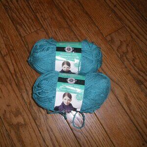 2 Skeins Loops & Threads Impeccable Glitter Yarn - Color Aqua Glitter - 217 yds.